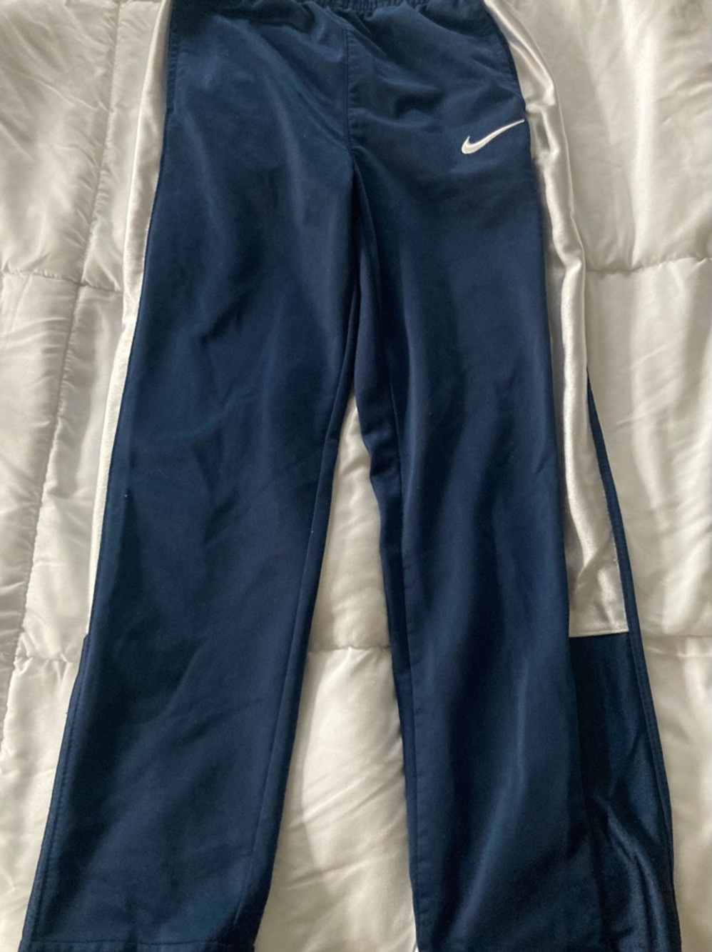 Nike Kids Navy Track Pants with White Side Panels